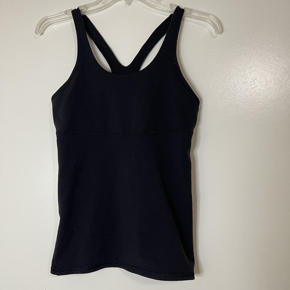 Lululemon black Scoop neck tank top shelf bra no pads US 8